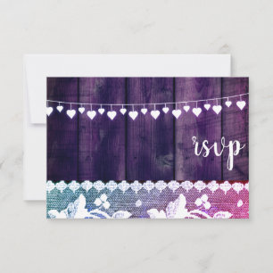 Carte de réponse de mariage rustique – Violet et b