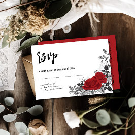 Carte de réponse de mariage RVSP Roses Rouges Roma