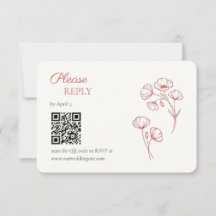 Carte de réponse de mariage Scarlet Poppy