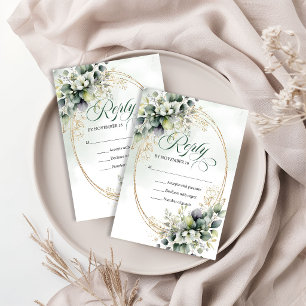 Carte de réponse de mariage Soft Glow Dusty Green 