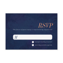 Carte de réponse de mariage, texture bleu marine