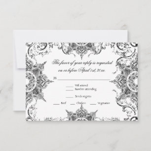 Carte de réponse de mariage Toile Black n White Da