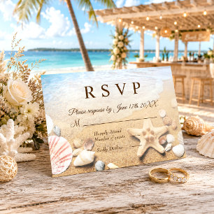Carte de réponse de mariage tropical coquillages é