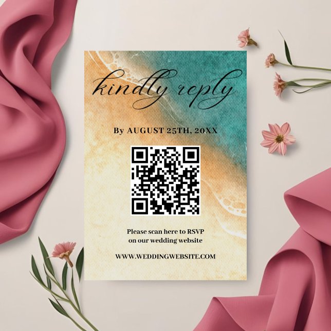 Carte de réponse de mariage tropical en bord de pl (Créateur téléchargé)