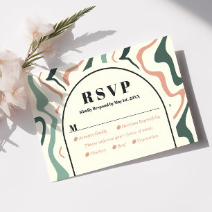 Carte de réponse de mariage vert menthe et rose av