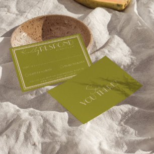 Carte de réponse de mariage vert mousse luxueux à