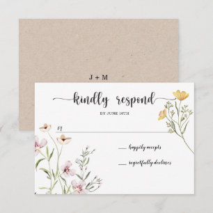 Carte de réponse de mariage Wildflowers