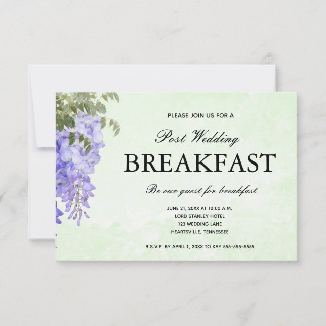 Carte de réponse de petit déjeuner de mariage à l' (Devant)