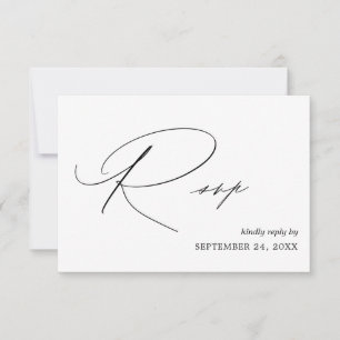 Carte de réponse de repas en calligraphie noir et 
