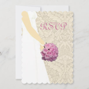 Carte de réponse de robe de mariée élégante
