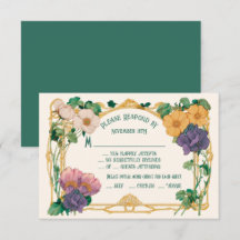 Carte de réponse de RSVP de mariage floral Art Nou