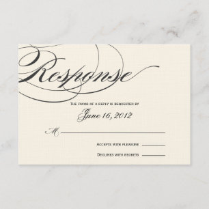 Carte de réponse de script élégante - noir/blanc d