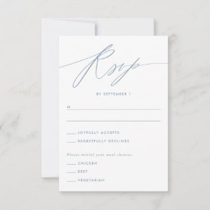 Carte de réponse de script minimaliste bleu poussi