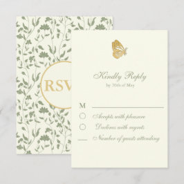 Carte de réponse de style vintage avec fleurs en c