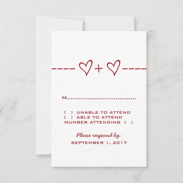 Carte de réponse d'équation de coeur rouge (Devant)