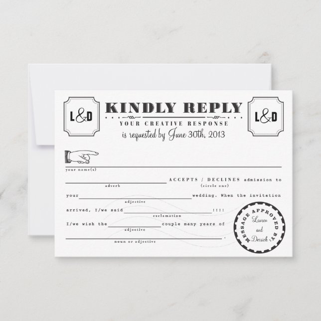 Carte de réponse des reins Telegram noir et blanc (Devant)