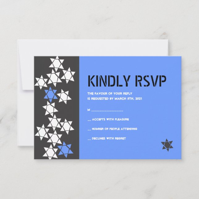 Carte de réponse d'invitation Bat mitzvah de la ba (Devant)