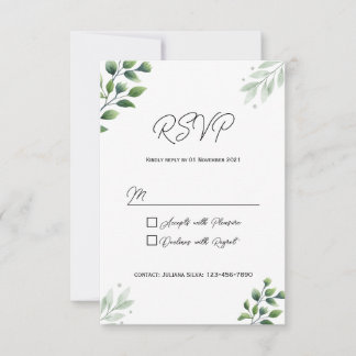 Carte de réponse d'invitation de verdure rustique