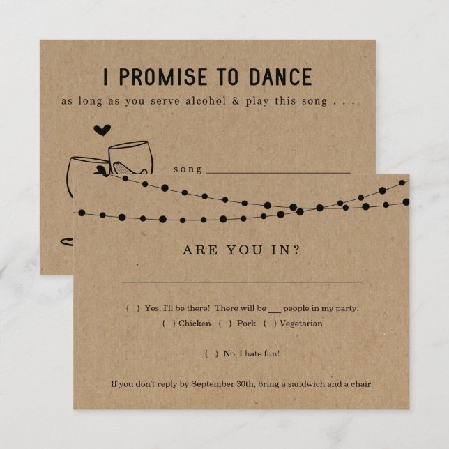 Carte de réponse d'invitation drôle avec demande d (Devant / Derrière)