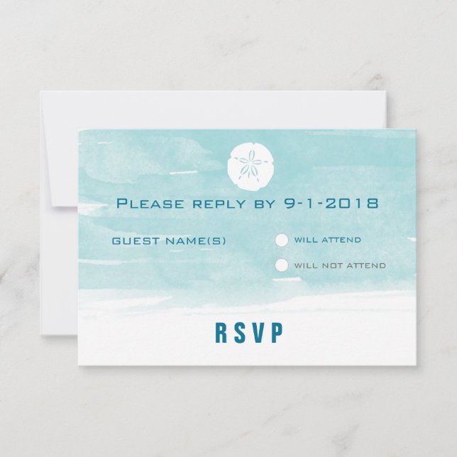 Carte de réponse Dollar de sable d'aquarelle (Devant)