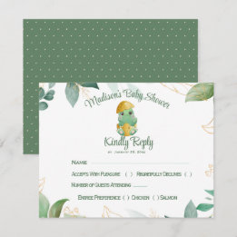 Carte de réponse du Baby shower d'oeufs Dino