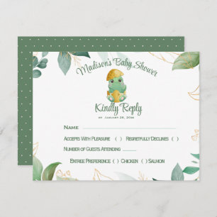 Carte de réponse du Baby shower d'oeufs Dino