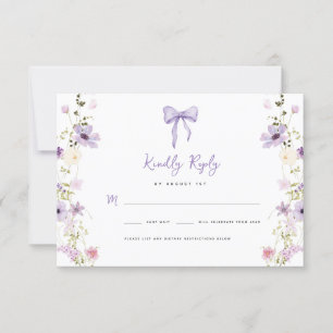 Carte de réponse du Baby shower RSVP Fleur sauvage