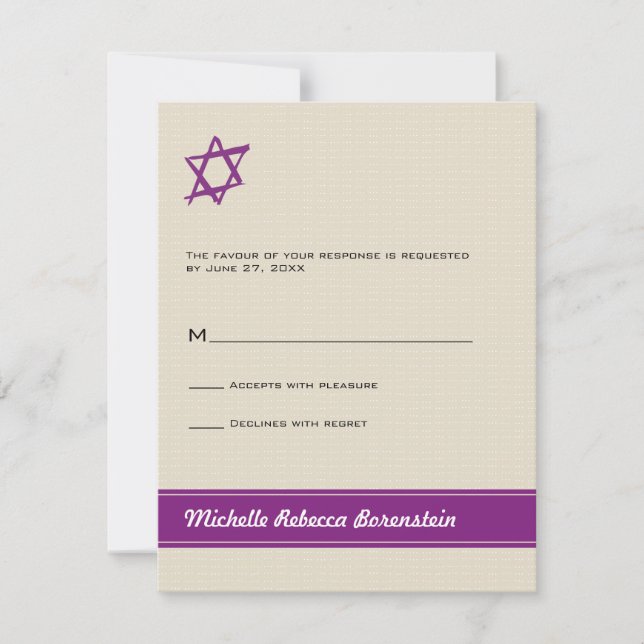 Carte de réponse du Bat mitzvah de David Star bros (Devant)