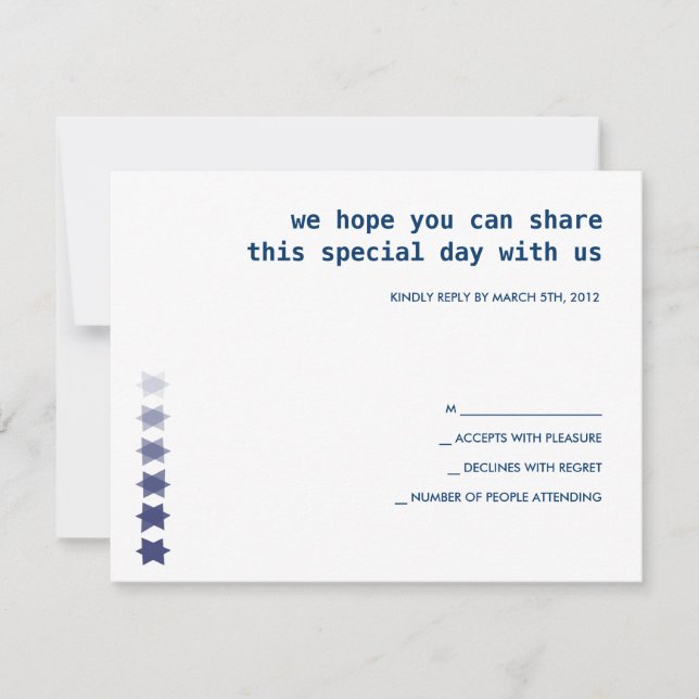 Carte de réponse du Bat mitzvah de la barre STARS  (Devant)