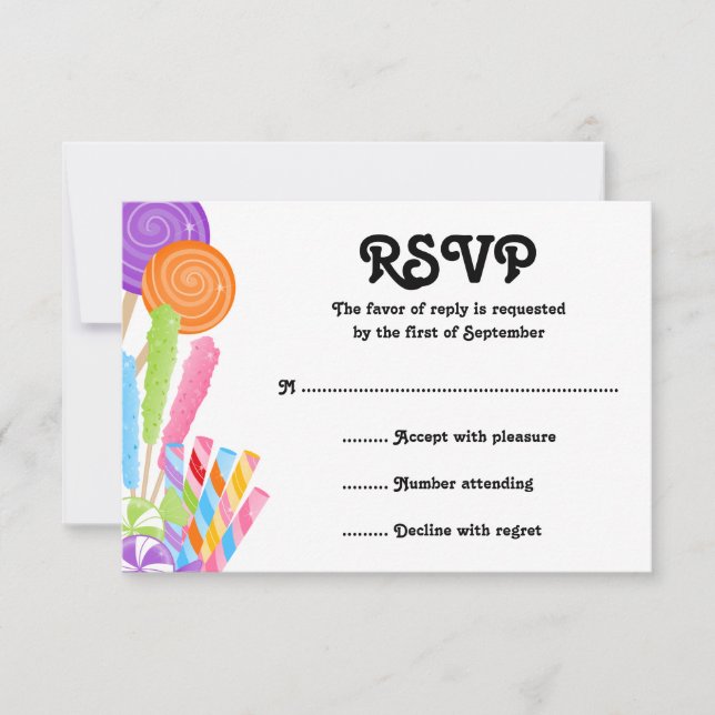 Carte de réponse du Bat mitzvah de thème Candy (Devant)