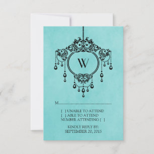 Carte de réponse du chandelier Vintage Aqua