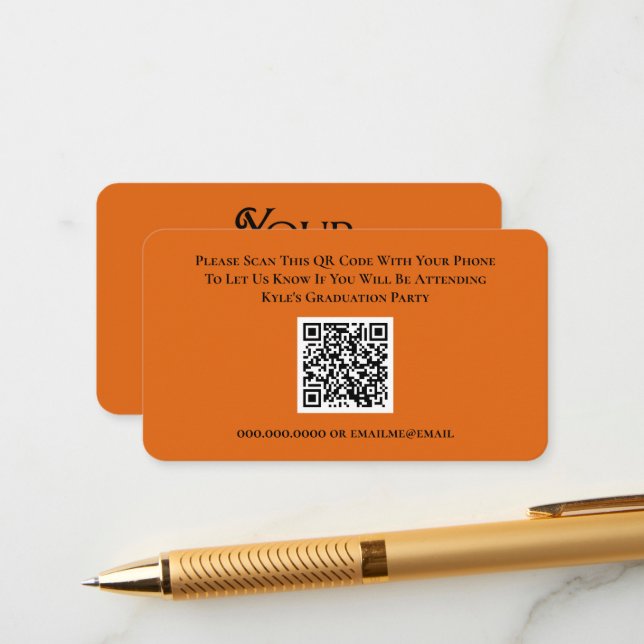 Carte de réponse du code QR RSVP (Devant/Arrière en situation)