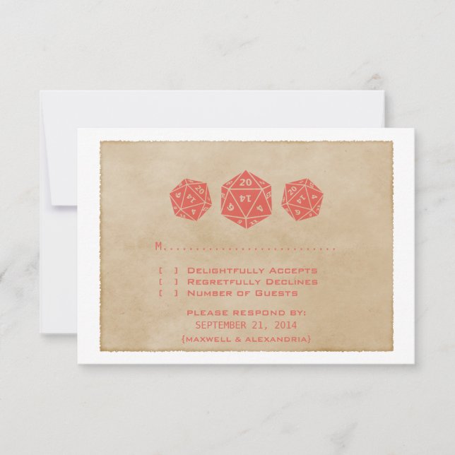 Carte de réponse du joueur de dés Red Grunge D20 (Devant)
