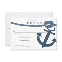 Carte de réponse du Mariage Ancre et corde nautiqu