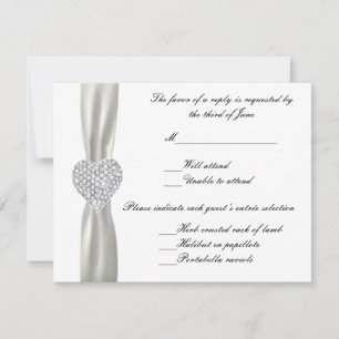 Carte de réponse du Mariage blanc Diamond Heart