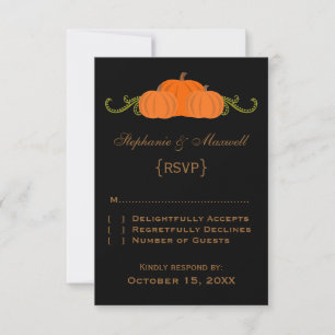 Carte de réponse du Mariage de automne citrouille