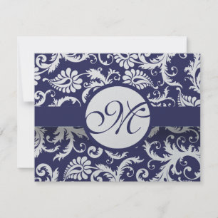 Carte de réponse du Mariage de la Marine Damask Sw