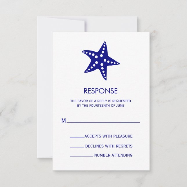 Carte de réponse du Mariage de Starfish minimalist (Devant)