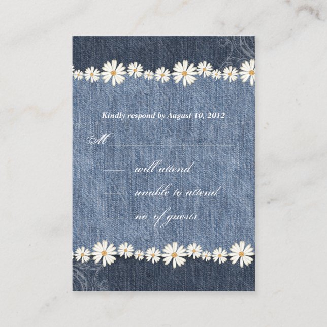 Carte de réponse du Mariage Denim n Daisies (Devant)