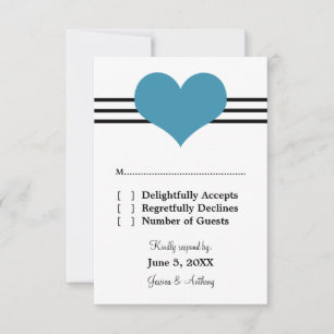 Carte de réponse du Mariage du coeur, bleu