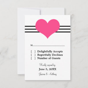Carte de réponse du Mariage du coeur moyen, rose