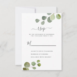 Carte de réponse du Mariage Eucalyptus rustique Sc