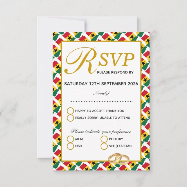 Carte de réponse du Mariage GHANA Celebration RSVP (Devant)