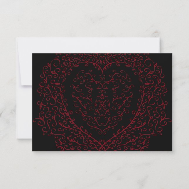 Carte de réponse du Mariage gothique du coeur roug (Dos)