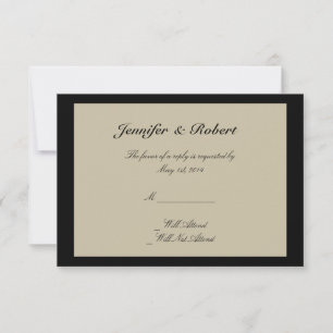 Carte de réponse du Mariage inscrit à la crème noi