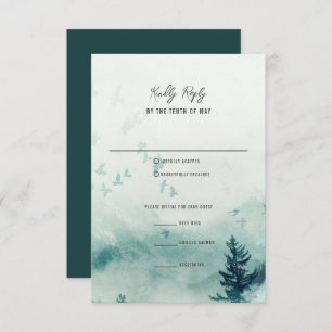 Carte de réponse du Mariage Misty Mountain