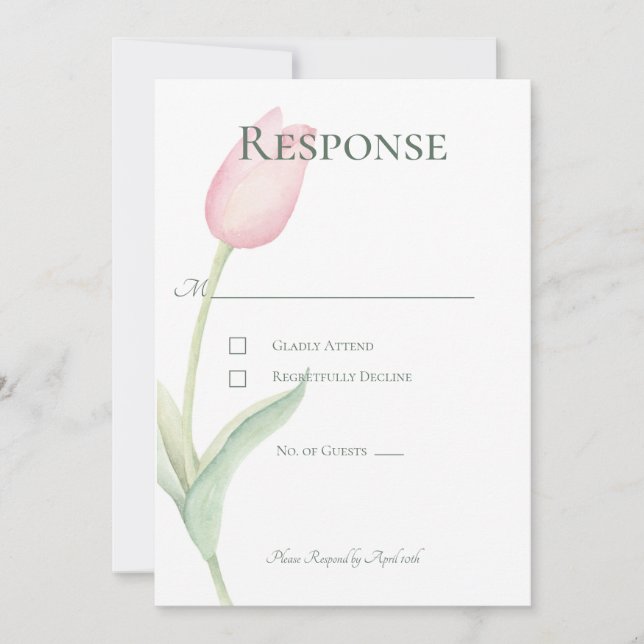 Carte de réponse du Mariage Pink Tulip (Devant)
