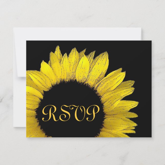 Carte de réponse du Mariage RSVP du tournesol jaun (Devant)