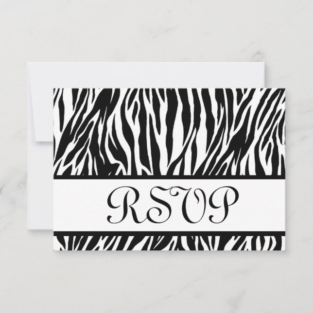 Carte de réponse du Mariage RSVP en noir blanc Zeb (Devant)