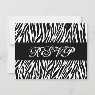 Carte de réponse du Mariage RSVP en noir blanc Zeb